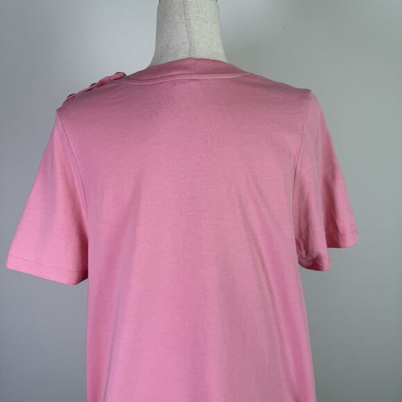 Sezane Selena Dress Bubblegum Pink Size Medium Organic Cotton Shoulder Buttons - Picture 5 of 12